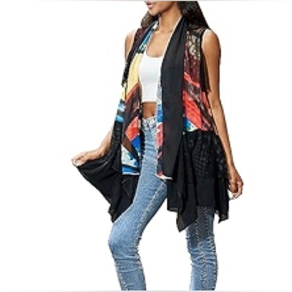 Feratelli Multicolor OPEN CARDIGAN, WHIMSIGOTH, GOTHIC, GRUNGE WOMEN VEST SIZE M - Picture 1 of 8